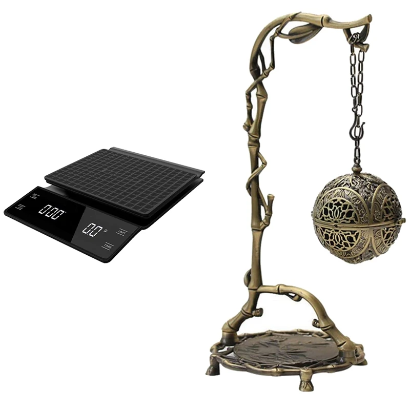 

1 Pcs 0.1G/3Kg Precision Sensors Kitchen Food Scale With Timer & 1 Pcs Ball Shaped Carved Dragon Cone Incense Burner