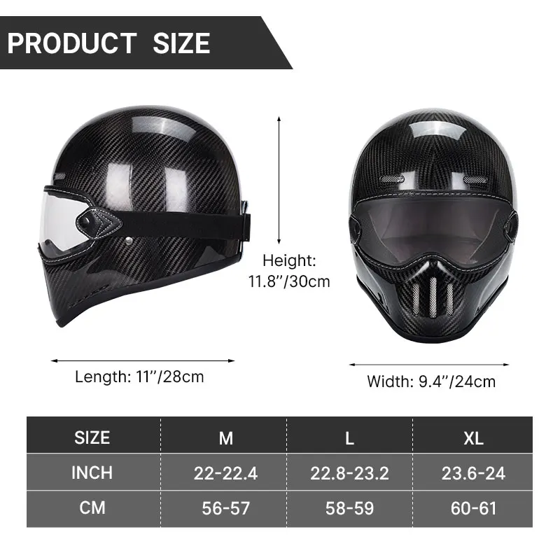 Мотоциклетный шлем Kaese полностью закрытый из углеродного волокна 12K с