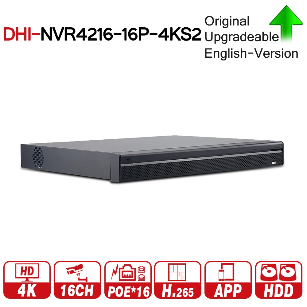 Купить Сетевой видеорегистратор Dahua, 4K, 32 канала, 16 каналов, 8 каналов, 4K, NVR4232-16P-4KS2, NVR4216-16P-4KS2, NVR4208-8P-4KS2 с HDD, H.265, 2 SATA, для IP-камеры