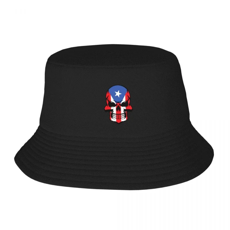 

Puerto Rican Flag Skull Cool Puerto Rico Skull Adult Fisherman's Hat Bob Bucket Hats Men Women Caps fisherman Hat Girl Boy Hat