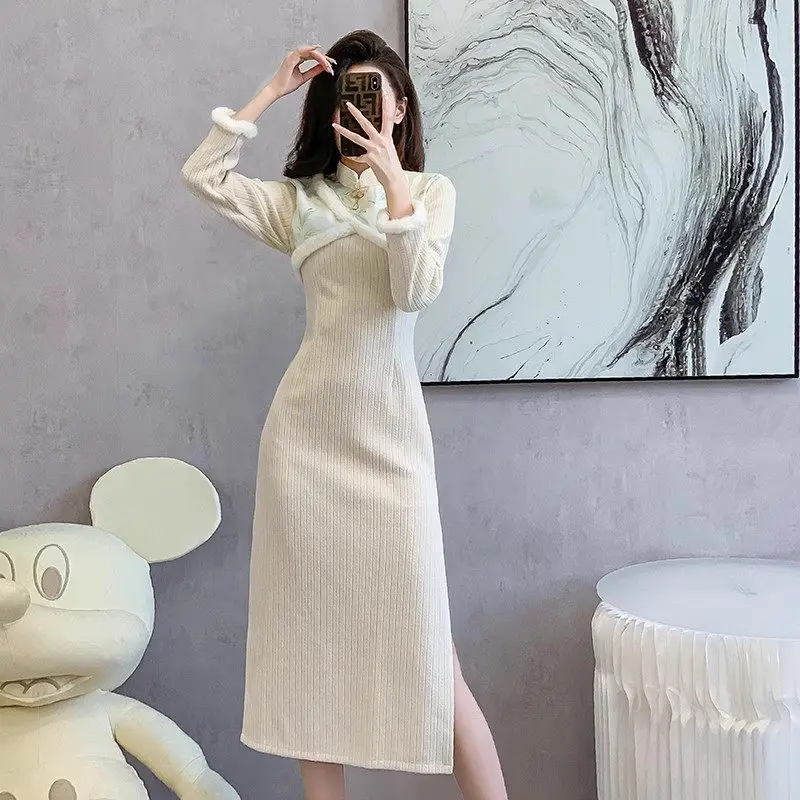 2024 новый китайский стиль Cheongsam на осень и зиму темперамент ретро улучшенное