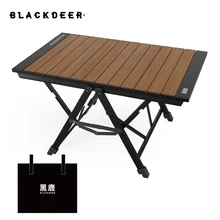BLACKDEER 캠핑 접이식 테이블, 알루미늄 합금, 다기능 휴대용 목재 테이블, 높이 조절 가능, 야외 피크닉, 퀵 오픈