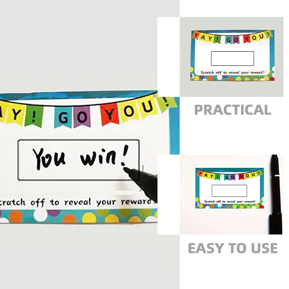 100 листов скретч-карта наклейки с покрытием призы этикетки билеты прямоугольные