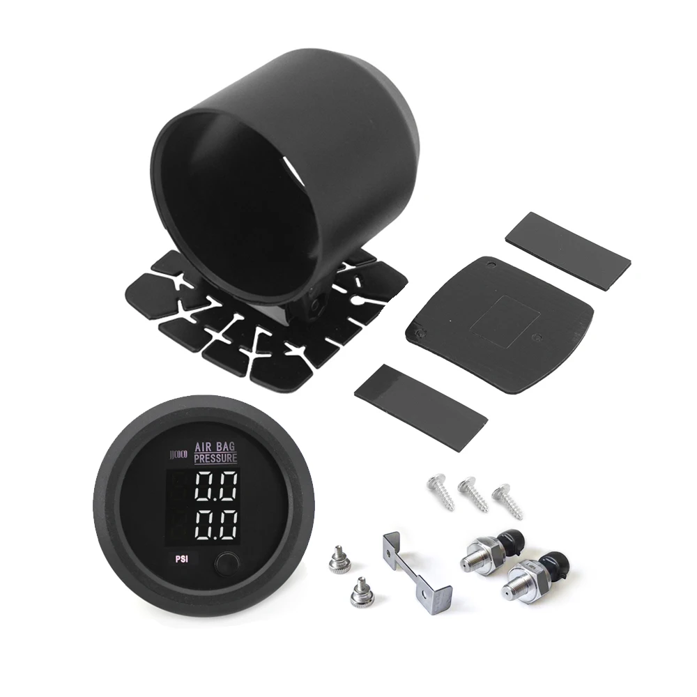 

Универсальный ультратонкий манометр двойного давления воздуха BAR/PSI с пневматической подвеской Air Ride с 2 датчиками 1/8NPT и держателем