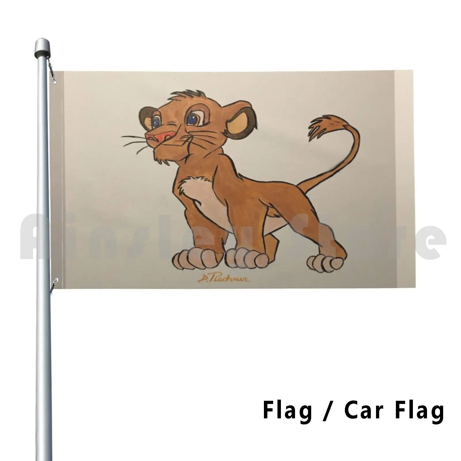 

Simba Outdoor Decor Flag Car Flag Simba Baby Lion Cub Baby Brown