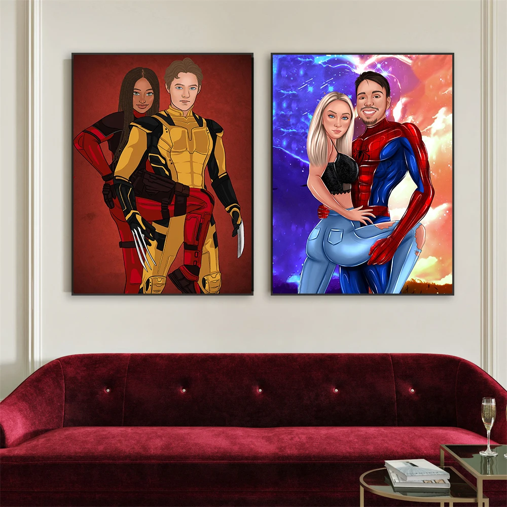 Пользовательский Дедпул Росомаха пара портретный постер персонализированный