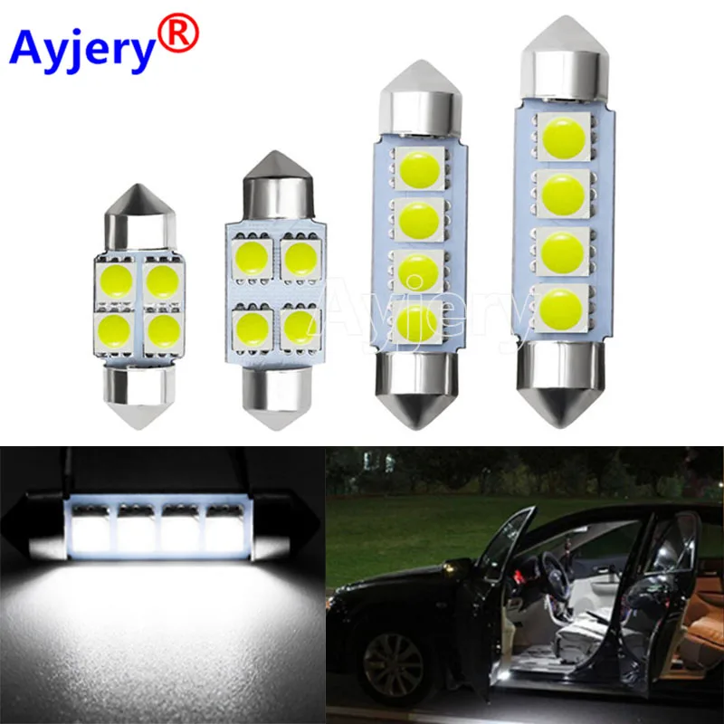 

AYJERY 1000pcs Festoon LED C5W 31mm 36mm 39mm 41mm LED Dome Bulbs 4 SMD 5050 Car Interior Lights Auto License Plate Light Lamps