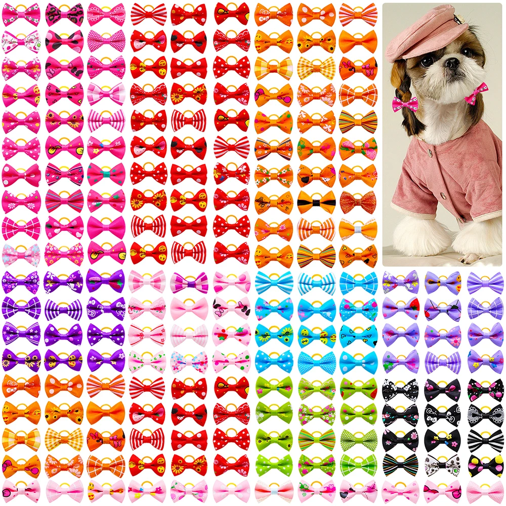 

10/20/30pcs Small Dog Decorated Hair Bows Dog Bows Small Dogs Cat Grooming Accessories Dog Hair Rubber Bands Pet Supplies