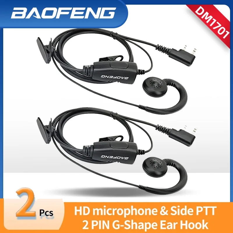 2 шт. BAOFENG Pin G-образный ушной крючок гарнитура наушники PTT для Baofeng UV5R UVS9