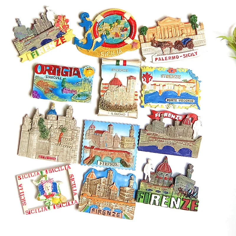 

Италия, Firenze, Сицилия, Палермо, тортига, холодильник, фотообои для путешествий, 3d Ручная работа, подарок, креативная смола