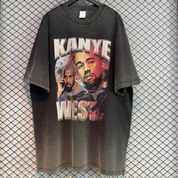 kanye west graphic t shirts oversized t shirt men streetwear 100 cotton retro wash tops tee hip hop summer vintage clothing new