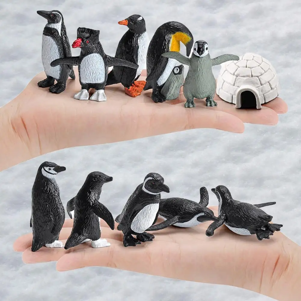 

11Pcs/ Set Penguin Model Useful Anti-scratch Vivid Expression for Student Mini Penguin Statue Penguin Figure