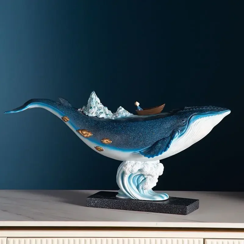 Статуя кита большого размера для домашнего декора фигурка из смолы современные