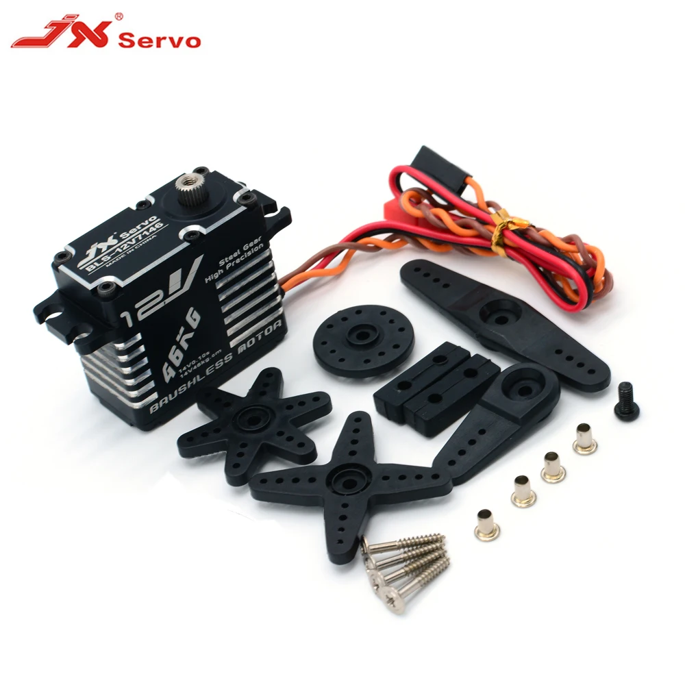 

JX BLS-12V7146 46KG Coreless Servo 12V HV Steel Gear Waterproof Full CNC Aluminium Shell for Helicopter RC Car Part Accessories