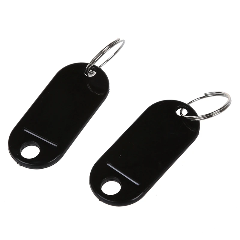 

80 Pcs Key ID Label Tags Split Ring Keyring Keychain Black