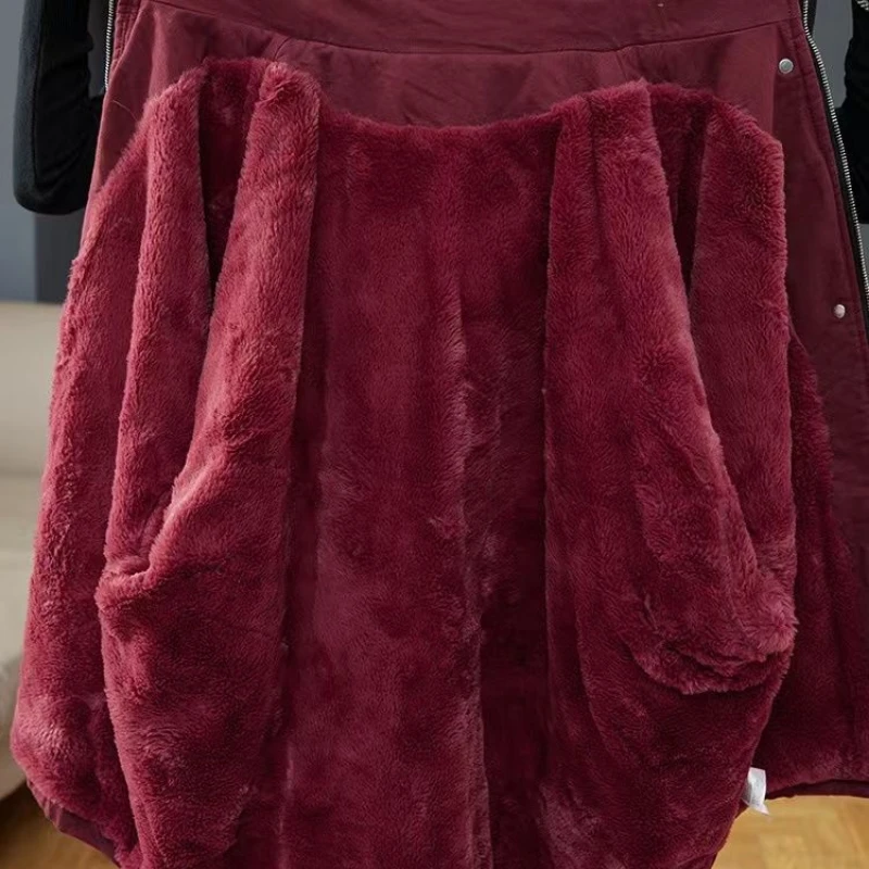 New Winter Women's Jacket Fur Lined Coat Loose Hooded Parkas Warm High End Luxury Designer Clothing Long Sleeve Tops