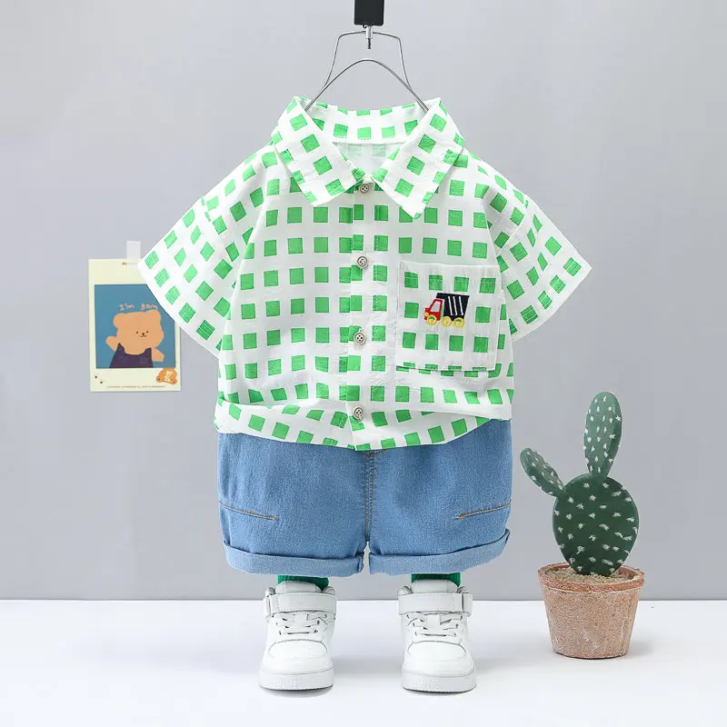 

2 шт./комплект, Детские хлопковые шорты в клетку