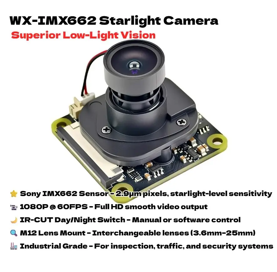 

Модуль камеры ночного видения WX-IMX662 Sony 2Мп 1080P 60FPS