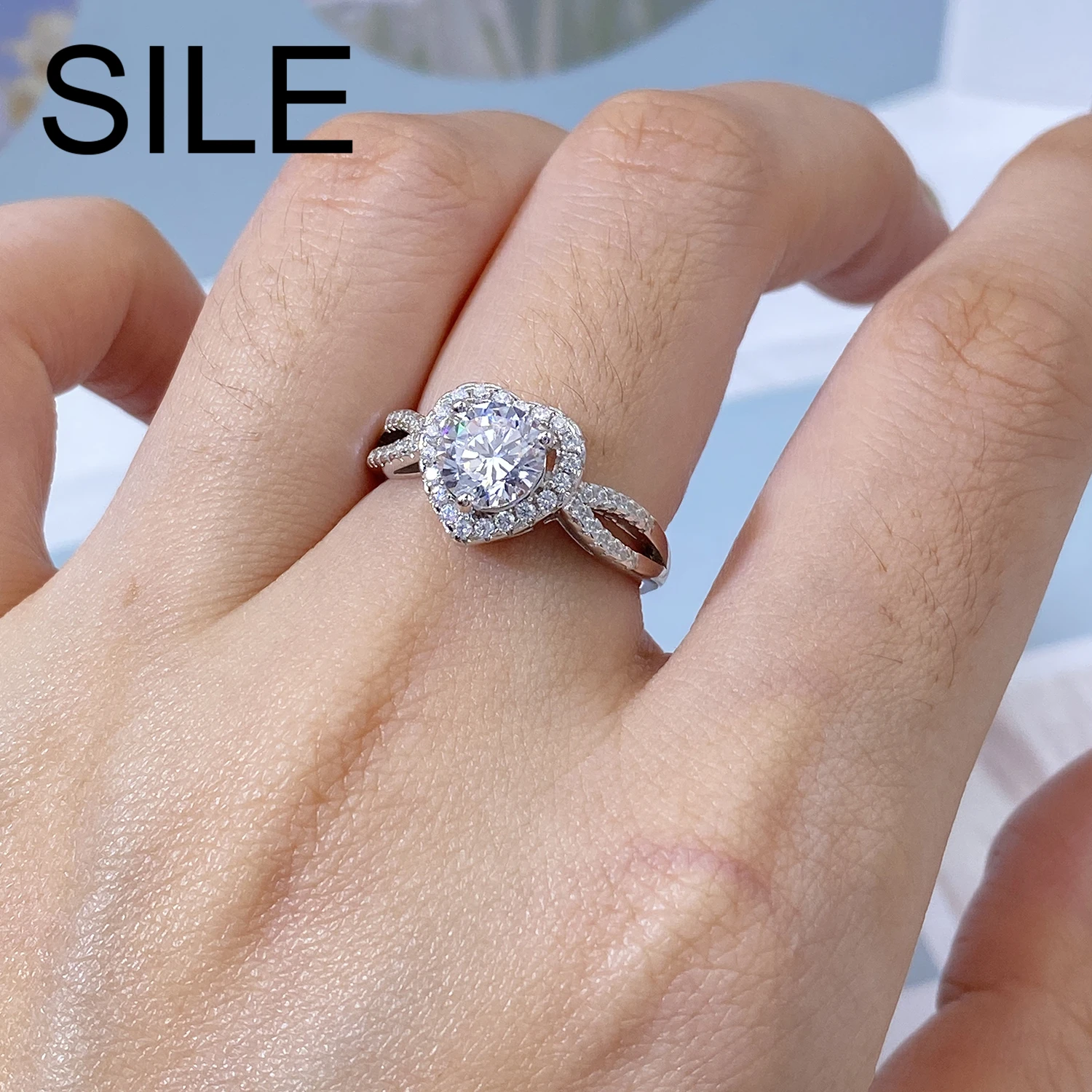 

SILE 6.5MM Heart Rings For Women 925 Sterling Silver Bridal Wedding Engagement Ring Jewelry Elegant Moissanite Ring Luxury Jewel