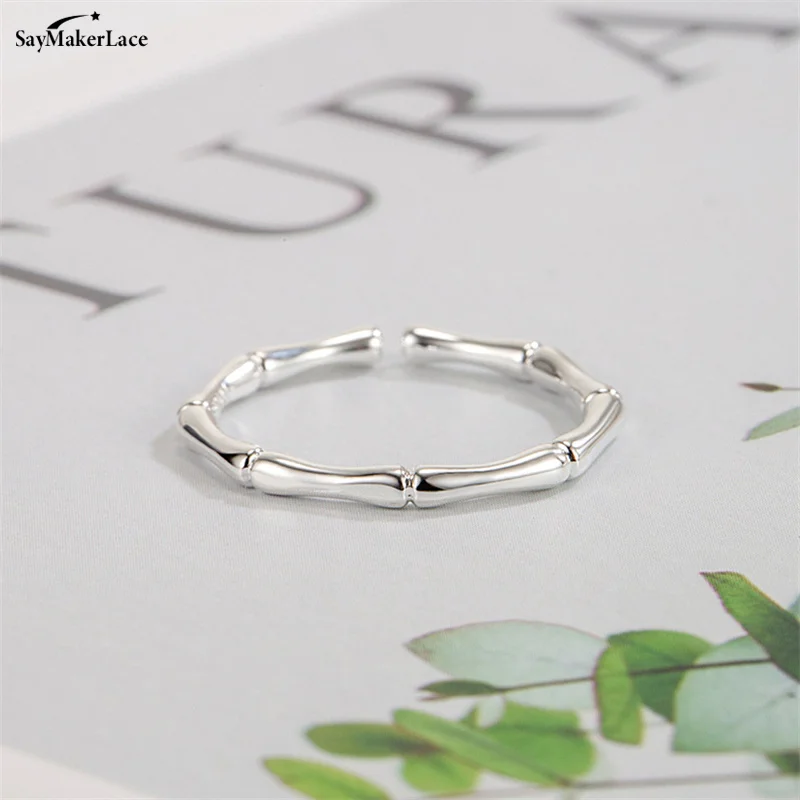 Минималистичное регулируемое кольцо из бамбука для женщин и девушек модное