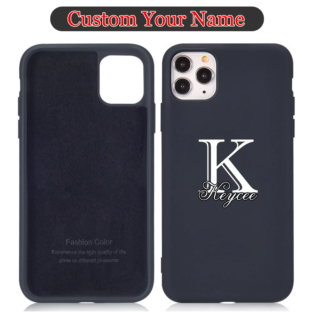 

Custom Personalise Name Phone Case for iPhone 13 Pro Max 12 Mini 11 Funda 8 Plus SE 2020 X XS XR 6 6s 7 Original Silicone Cover