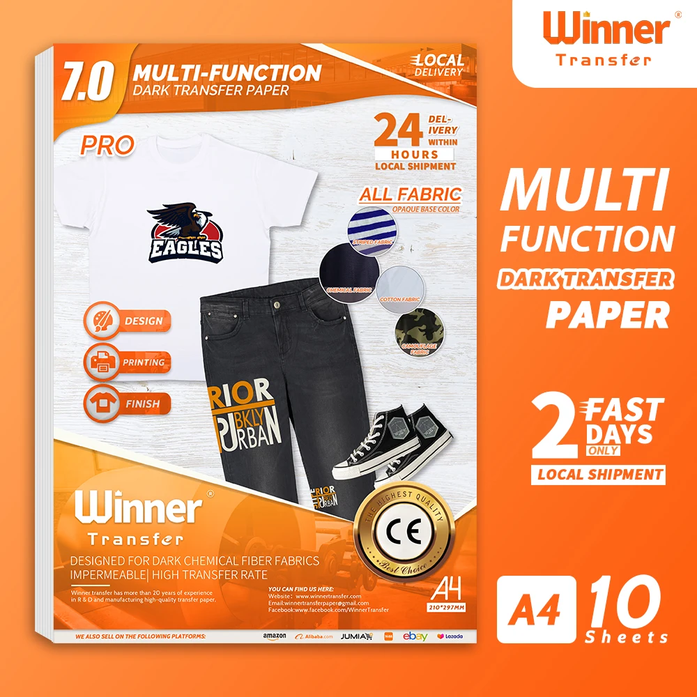 WinnerTransfer Heat Transfer Paper Multifunctional Opaque Bottom Dark For Fabric of Various Colors and Patterns