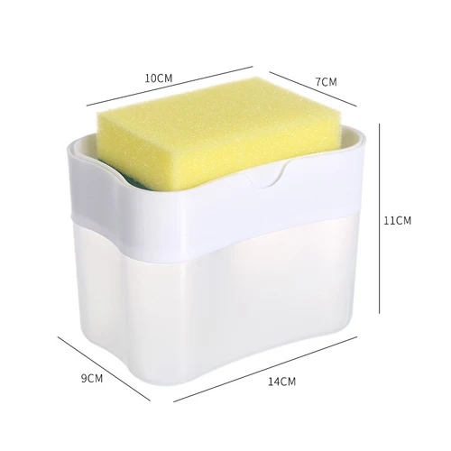 Dispenser Box Kitchen Dish Liquid Soap Press with Sponge Multiful Pump Holder Home Cleaner Container 330ML Tool |
