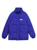 winter coat women clein blue puffer jacket 2022 new stand collar casual cotton padded warm bubble outwear factory supply sales