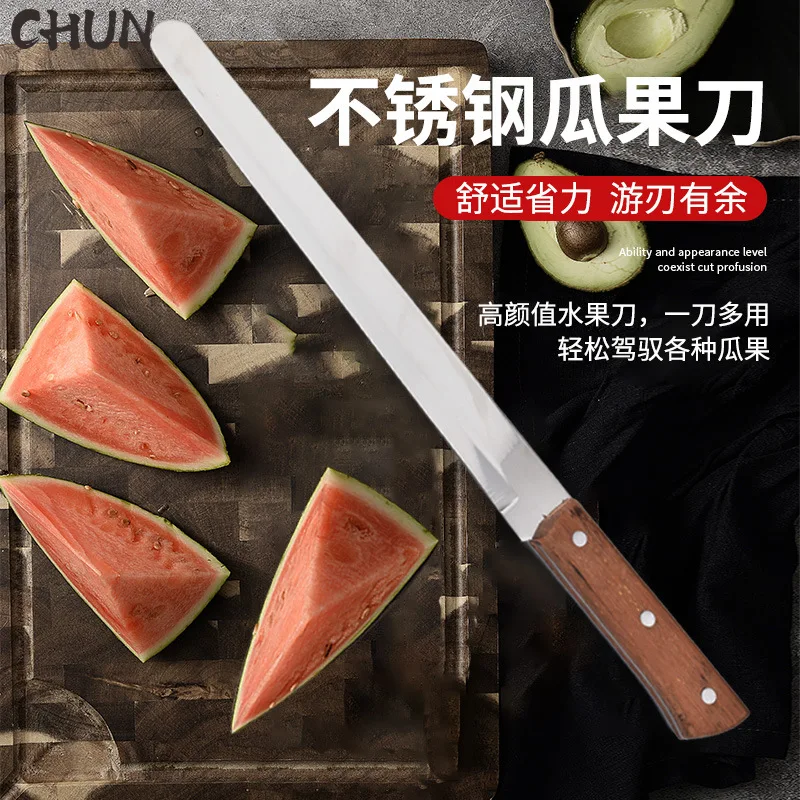 Watermelon Cutter Stainless Steel Long Blade Fruit Knife Kitchen Knife Cut Cantaloupe Household Melon and Fruit Slicing Knife