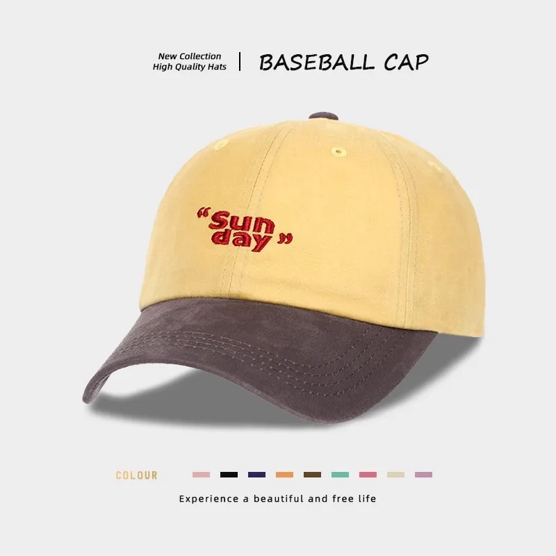 Универсальная бейсбольная кепка контрастного цвета в стиле ретро с вышитыми