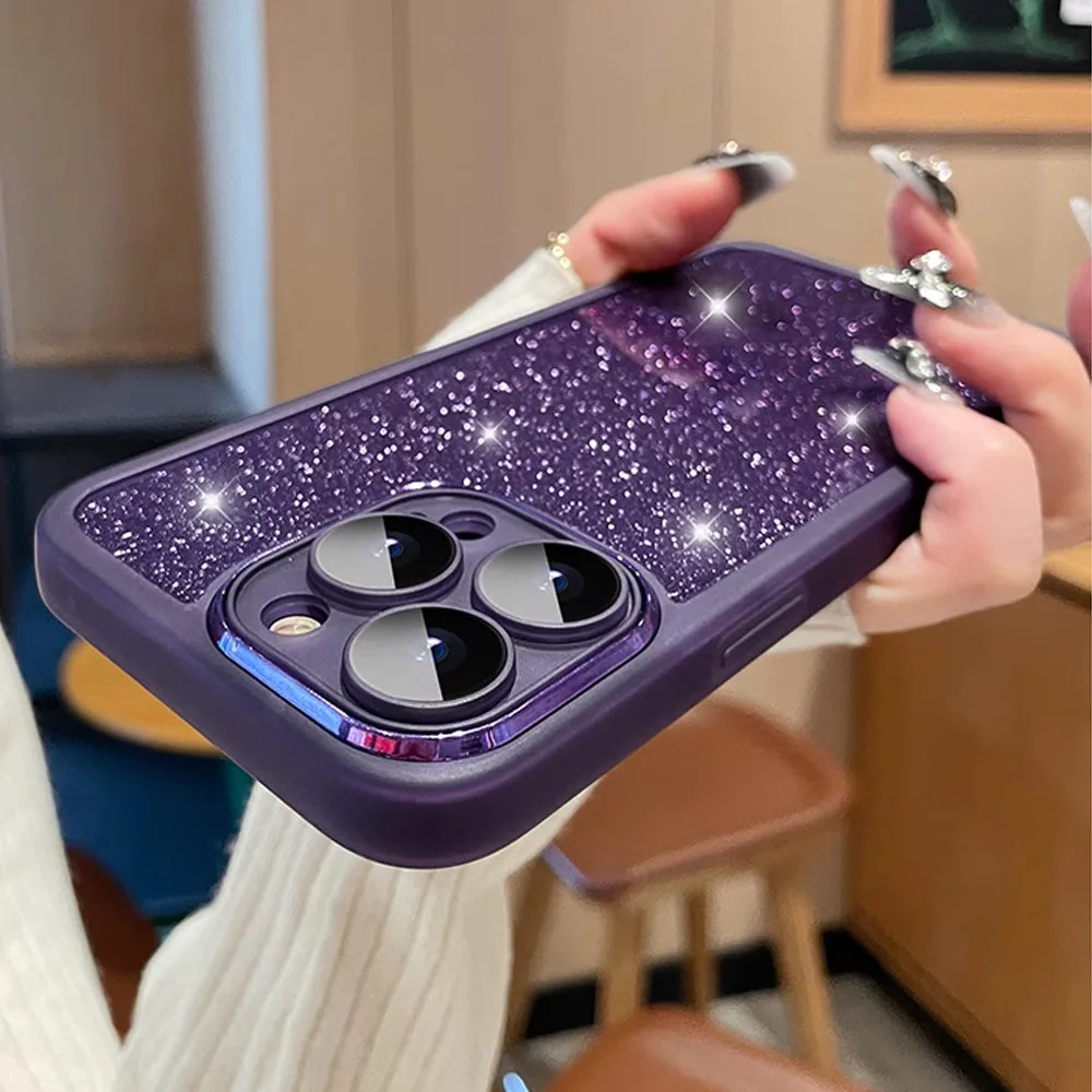 Bling Glitter Phone Case For OPPO A16 A17 A16S A5 A9 A53 2020 A53S A54S Reno 11 12 Pro 11F 12F Camera Protection Silicone Cover