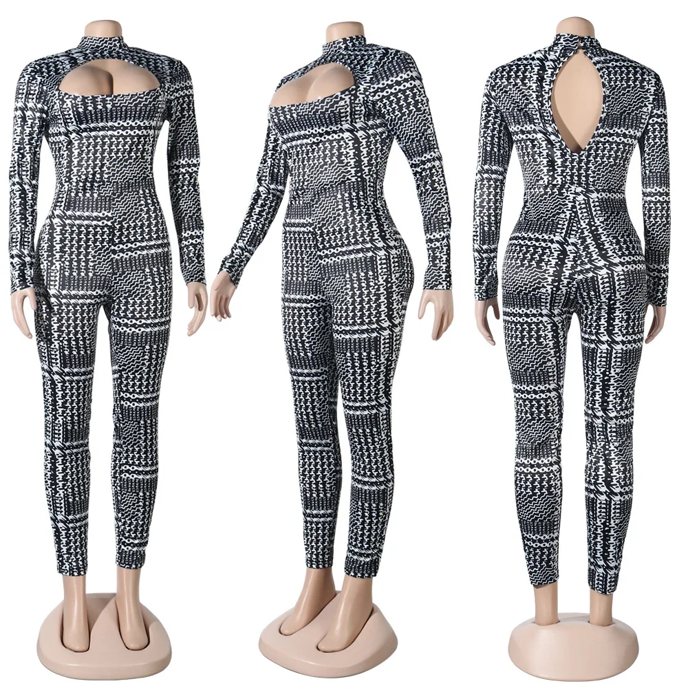 Женский Облегающий комбинезон CM.YAYA с вырезом гусиные лапки спереди обтягивающий