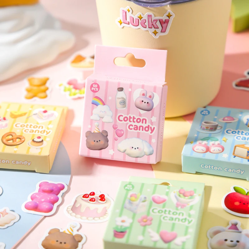 

50 PCS Kawaii Marshmallow Animal Decorative Stickers Album Phone Journal Planner Scrapbooking Material Label Diary Stationery