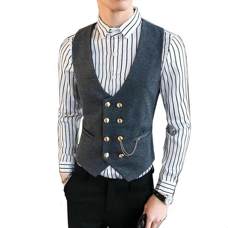 

High Quality Men's Suit Vest Double-breasted British Style Boutique Handsome Banquet Wedding Groomsman Waistcoat