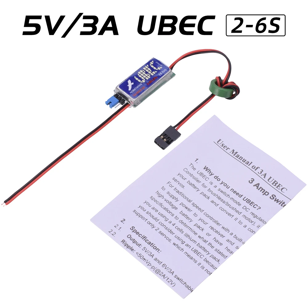 

RC 3A UBEC Input 7V-25.5V 2-6S Lipo Output 5V/3A Continuous Max 6A Switch Mode BEC for RC Drone Airplanes Car Parts