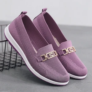 New Mesh Breathable Sneakers Women Breathable Light Slip on Flat Casual Shoes Ladies Loafers Socks Shoes Women Zapatillas Mujer