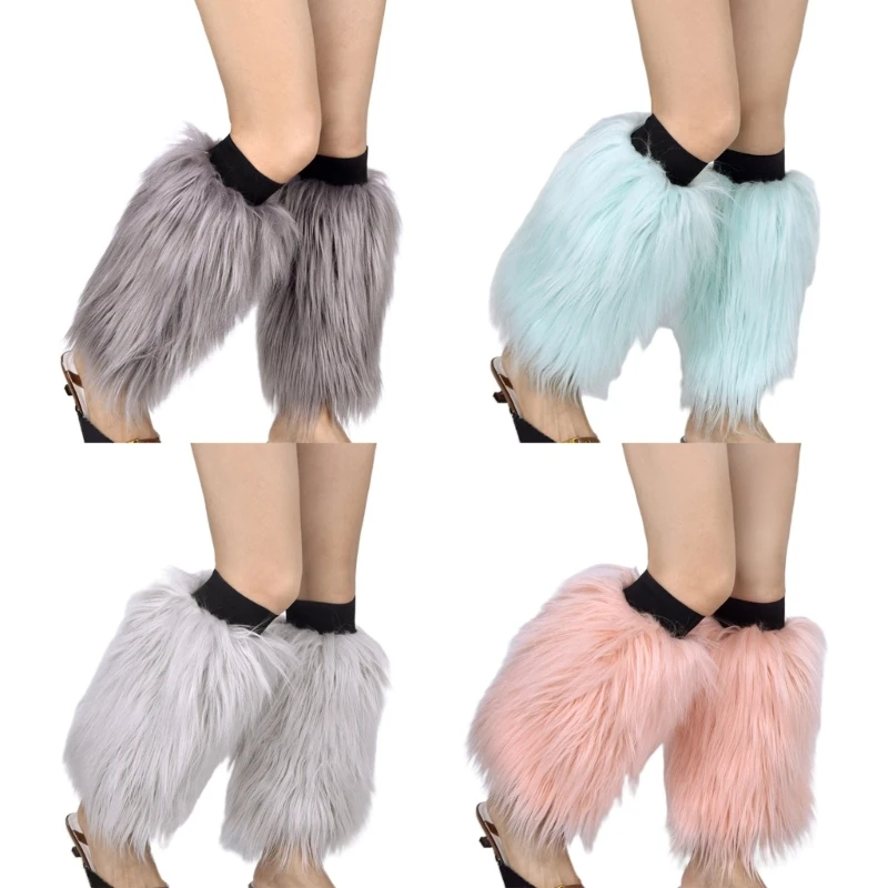 

Boot Cuffs Long Leg Warmers Harajuku Winter Warm Faux Fur Calf Socks for Women