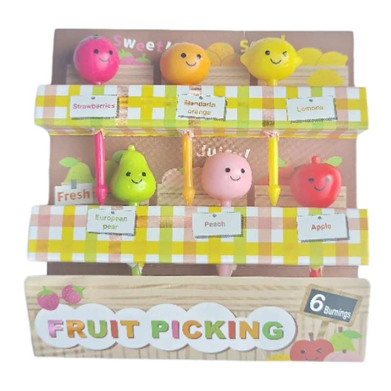 6 шт. детские вилки для фруктов в виде клубники и персика