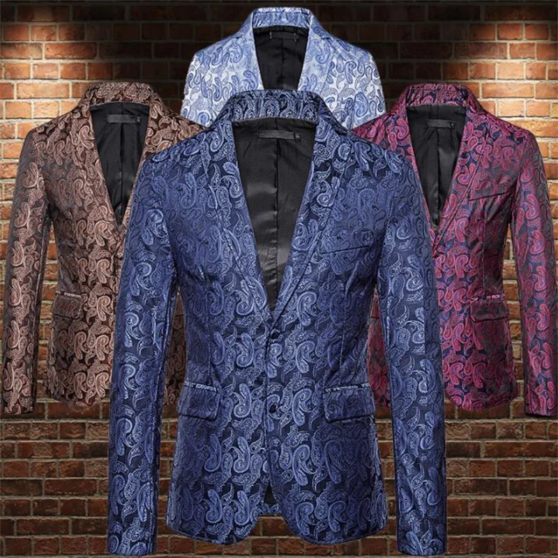 Blazer men groom suit Satin jacquard jackets mens wedding suits costume singer star style dance stage clothing formal dress b488