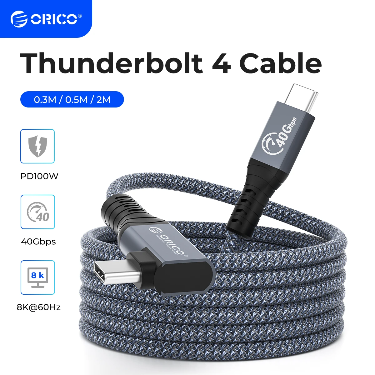 

ORICO Thunderbolt-Compatible 4 Cable 2M HDMI-Compatible Video 8K60Hz USB C PD100W Fast Charge 40Gbps Data Transfer for iPhone15