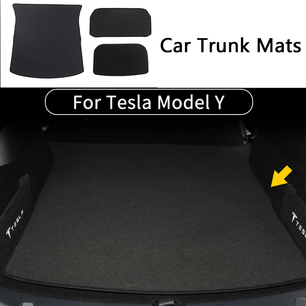 

For Tesla Model Y 2020-2021 Trunk Mats Rear Cargo Liner Soft Flannel Dustproof Anti-Slip Durable Odorless Trunk Floor Mat