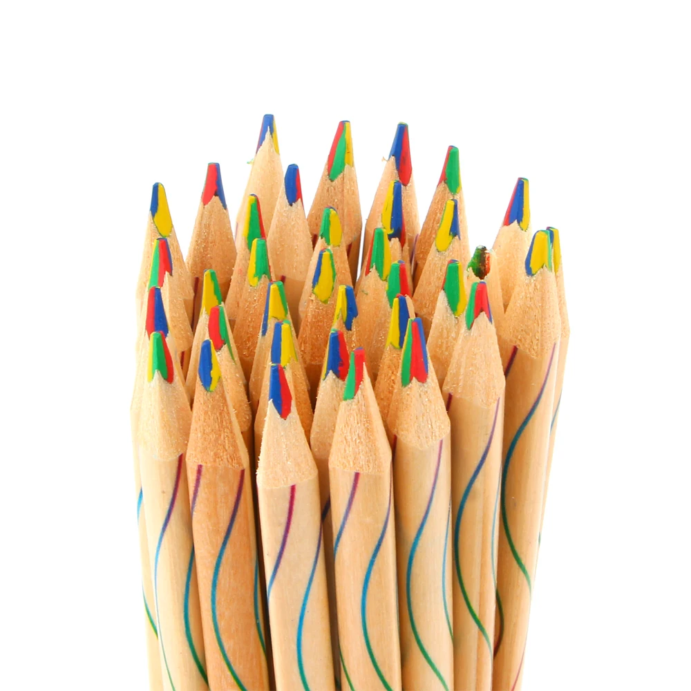 10Pcs/lot DIY Cute Kawaii Wooden Colored Pencil Wood Rainbow Color Pencil for Kid School Graffiti Drawing Painting