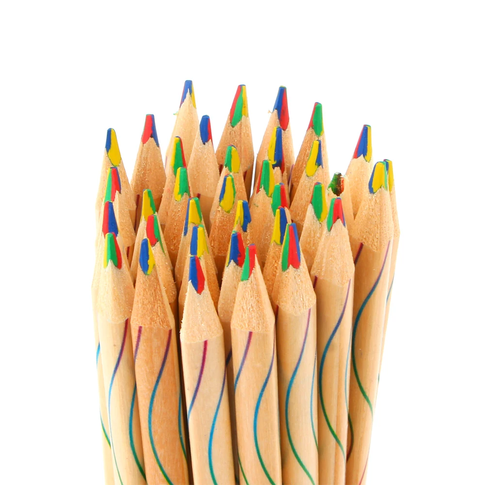 10Pcs/lot DIY Cute Kawaii Wooden Colored Pencil Wood Rainbow