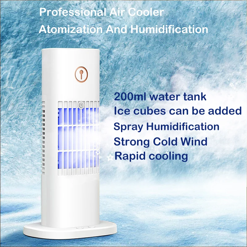 

Newest Air Cooler Fan With Water Tank Portable Desktop Tower Fan Humidification Spray Fan USB Home Office Air Conditioning Fan