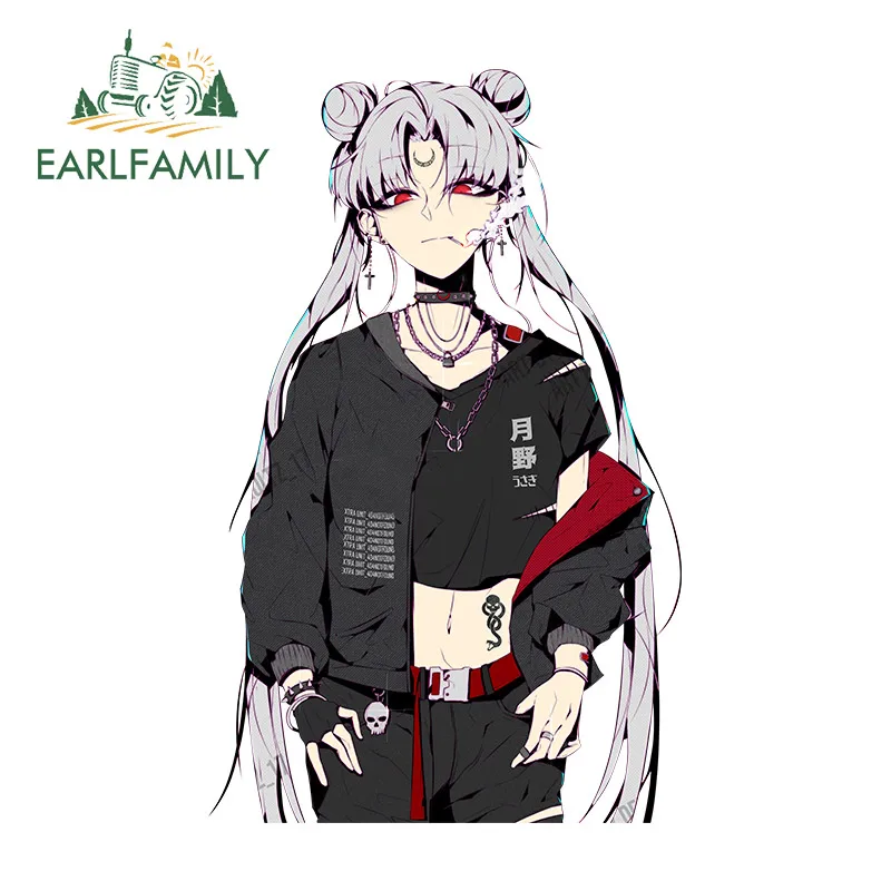 

EARLFAMILY 13 см для милых девочек, автомобильные наклейки, аниме, виниловые автомобильные аксессуары, наклейка на мотоцикл, доска для серфинга, ноутбук, водонепроницаемый кемперван