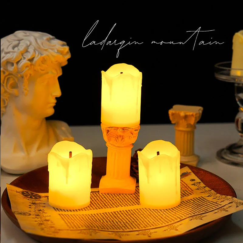 1 Шт. Искусственная Свеча С Батареей Имитация Римского Общества Декоративный