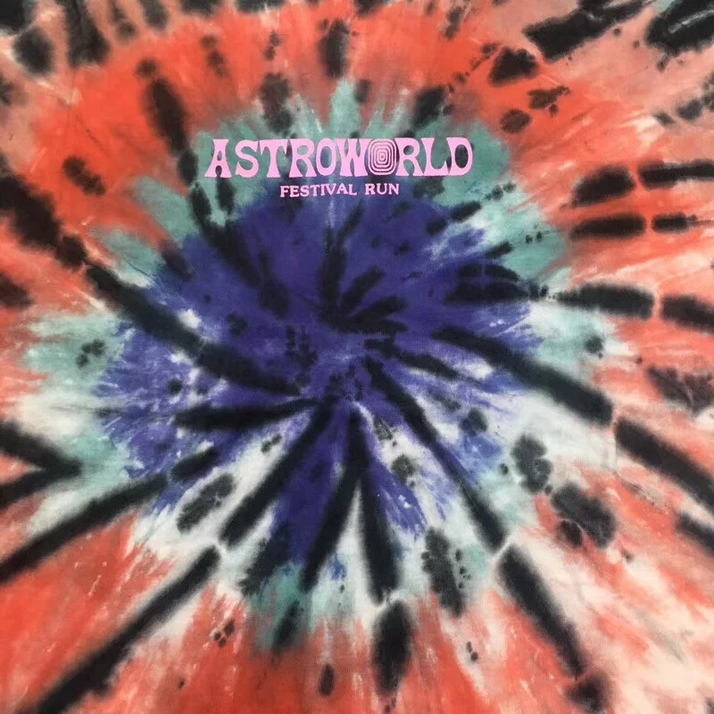 

Scott Astroworld Festival Travis Run Tie Dye T shirt Women Top Tees Men women Best-Quality Short sleeve Fashion Cotton tees