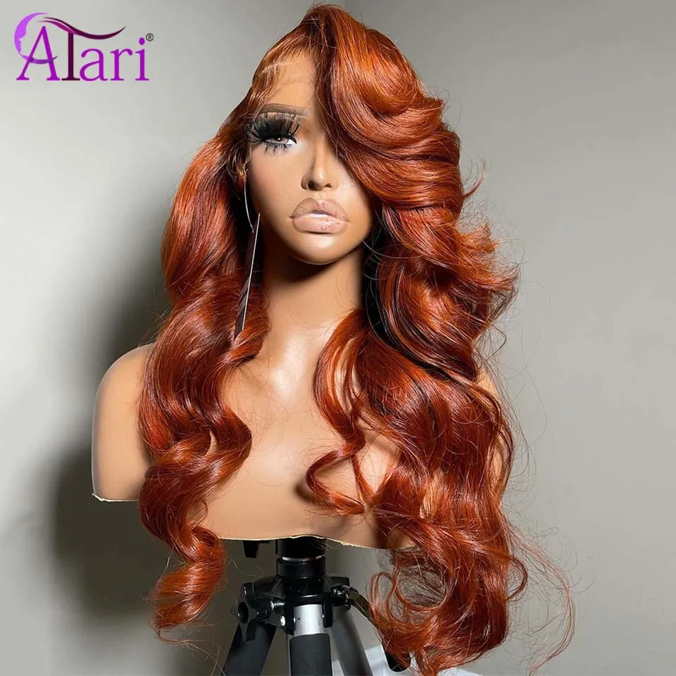 Orange Ginger Body Wave Human Hair Wigs Transparent Dark Straight 13x6 13x4 Lace Frontal Wig Pre Plucked 5x5 Closure
