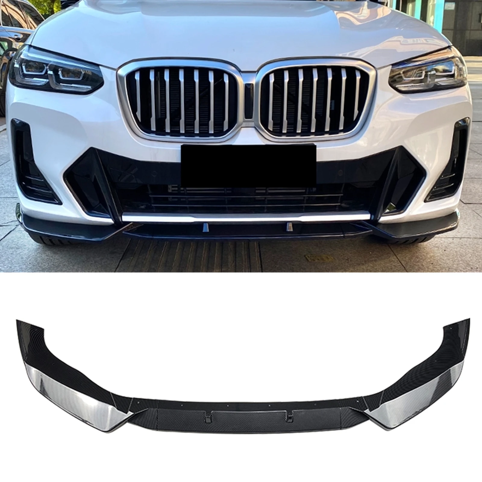

Передний спойлер для бампера, губа для BMW X3 G01 X4 G02 M, упаковка 2022, 4 двери, вид из углеродного волокна, нижний сплиттер автомобиля, защитная плас...