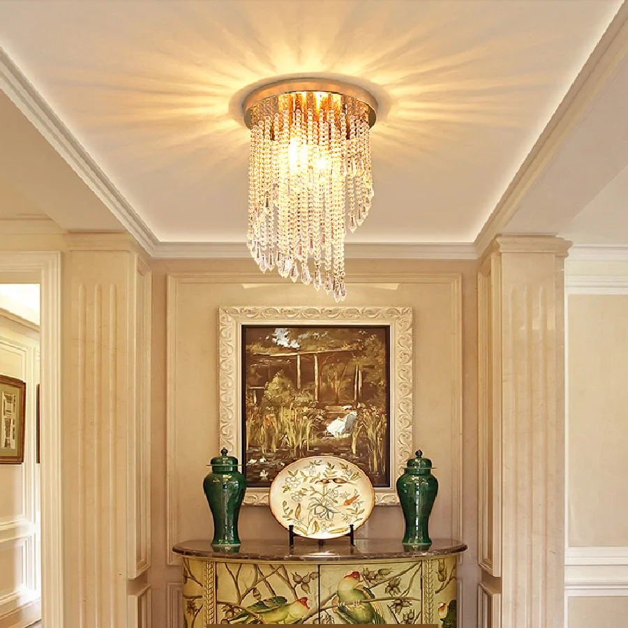 

Роскошный Современный хрустальный потолочный светильник, креативная индивидуальная Входная лампа для коридора, гардероба, маленький пото...